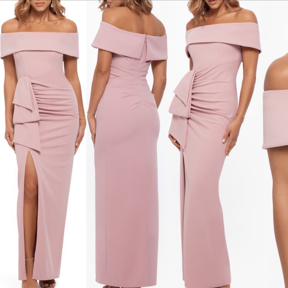 Xscape Off The Shoulder Crepe Evening Gown
